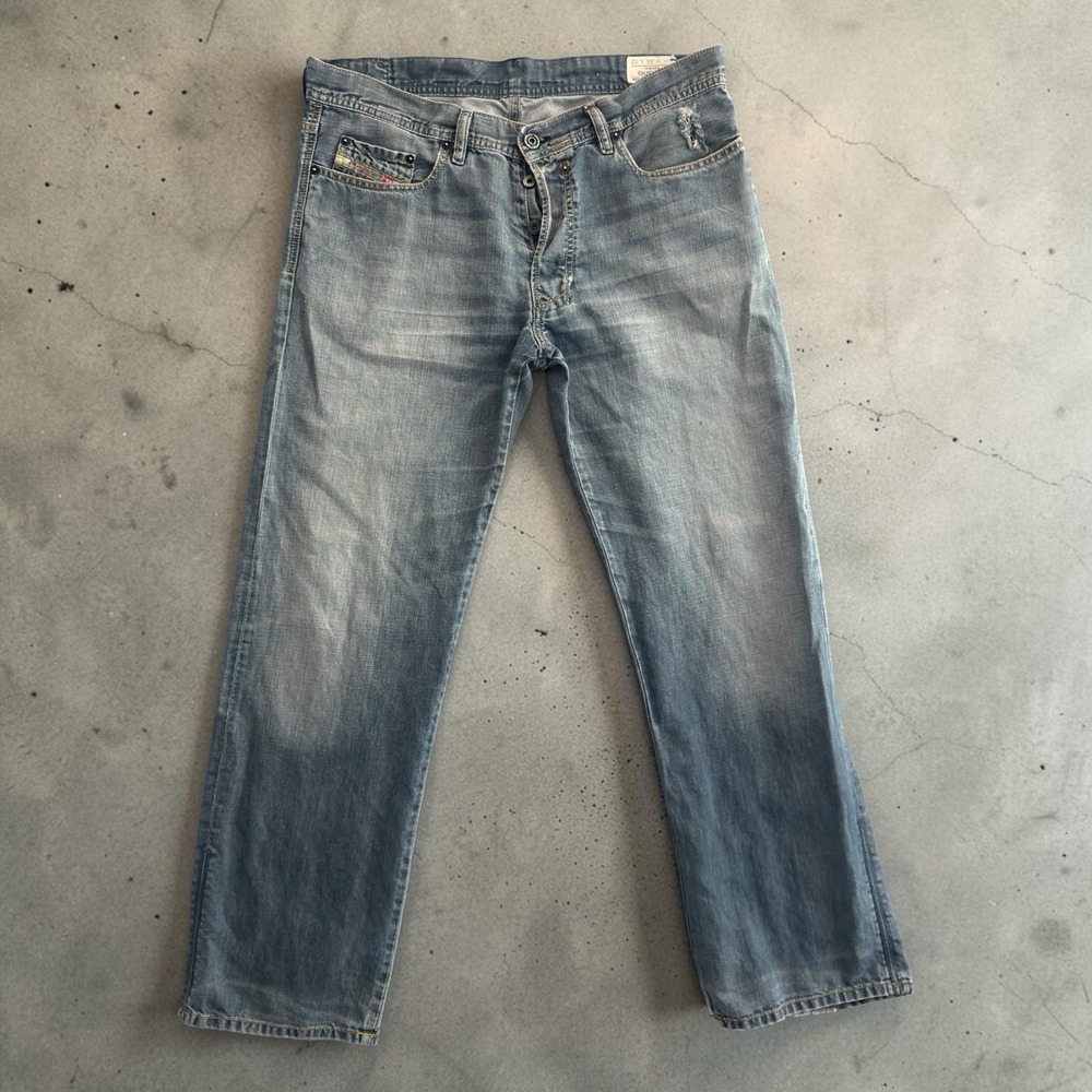 Diesel Quratt Jeans Mens 36x32 Straight Relaxed Linen Blend Distressed Italy
